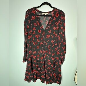 LOFT plus-size Black Dress with Red Floral Pattern